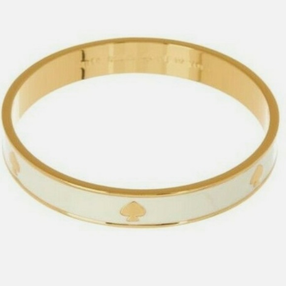Kate Spade Spade Enamel Bangle Bracelet- Ivory Cream White w/ Dustbag Box - Picture 4 of 9